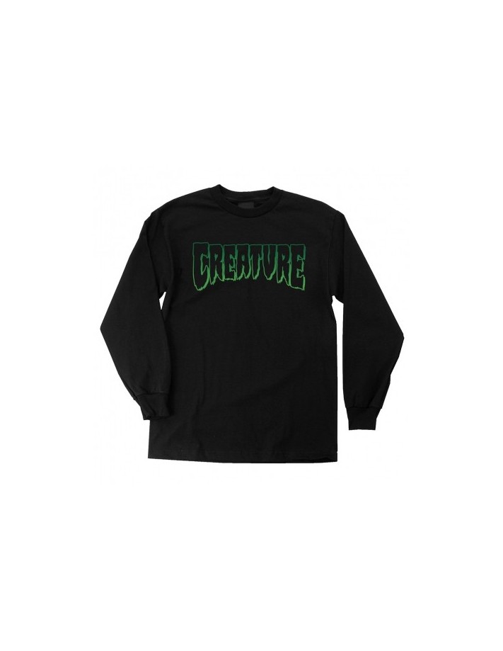 Creature Logo Outline Regular T-Shirt Manches Longues - Noir