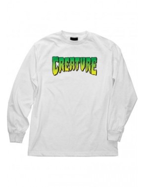 Creature Logo Outline Regular T-Shirt Manches Longues - Blanc