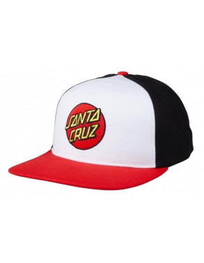 SANTA CRUZ Classic Dot Snapback- Blanc/Noir/Rouge - Casquette