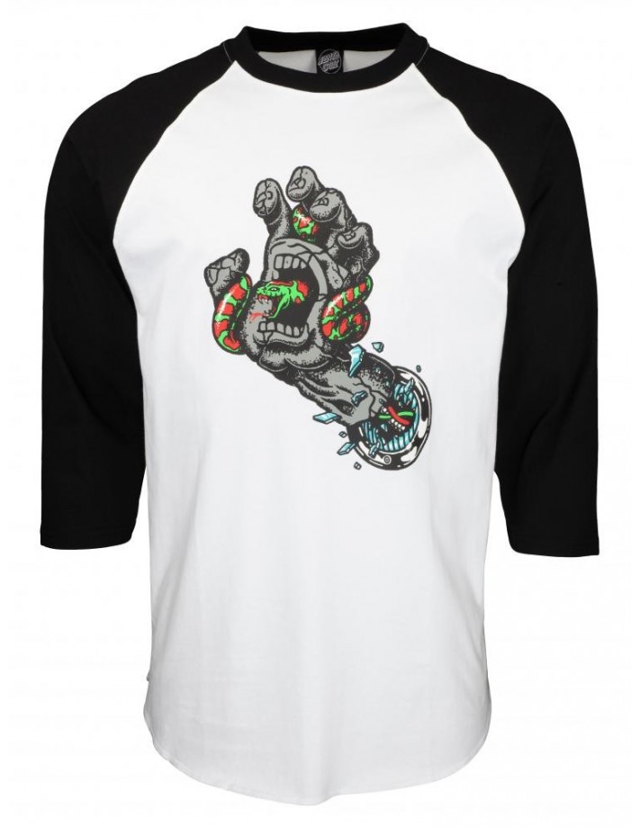 SANTA CRUZ T-shirt à manches 3/4 Pool Snakes Hand Baseball - Noir / Blanc