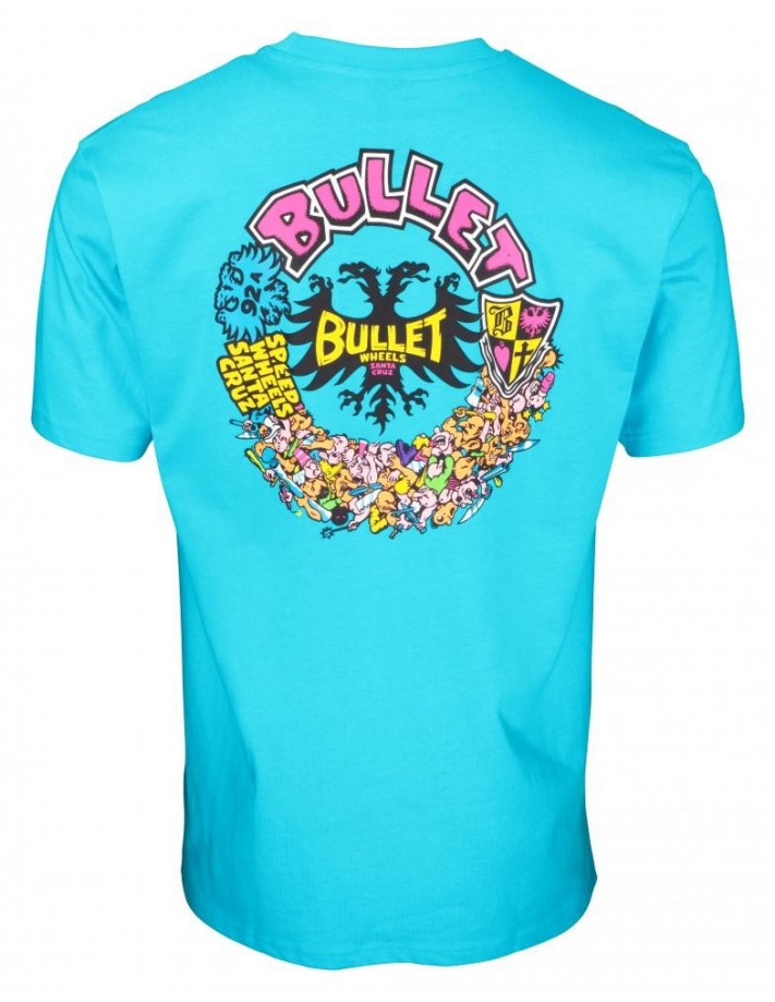 SANTA CRUZ T-shirt Bullet Riot - Cyan (dos)