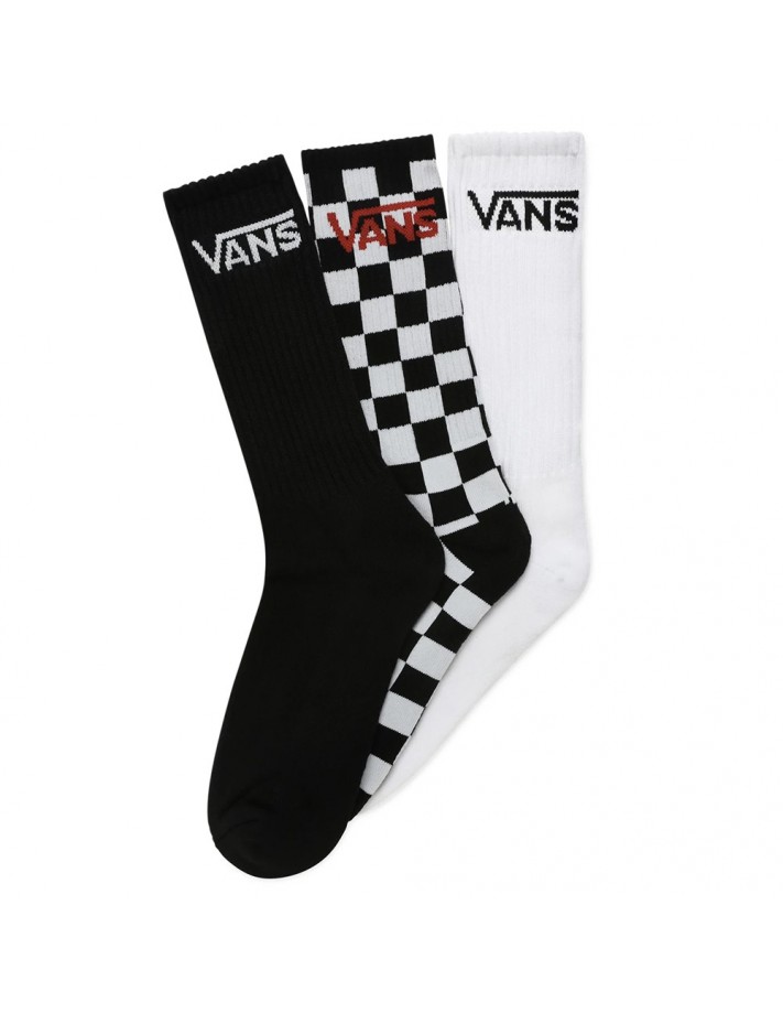 VANS Classic Crew Chaussettes Pack de 3 Enfants - Noir / Checkerboard