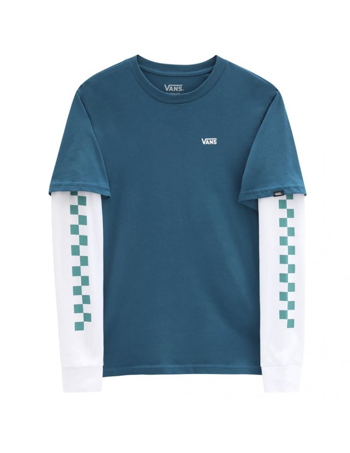 VANS Long Check Twofer - Blue Coral/Porcelain Green - T-shirt à manches longues Enfants