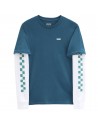 VANS Long Check Twofer - Azul Coral/Verde Orcelana - Camiseta de manga larga para niño