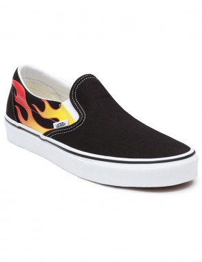 VANS Classic Slip-On - (Flame) Black/True White - Skate shoes