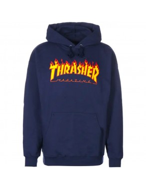 THRASHER Flame Sweat A Capuche - Bleu Marine