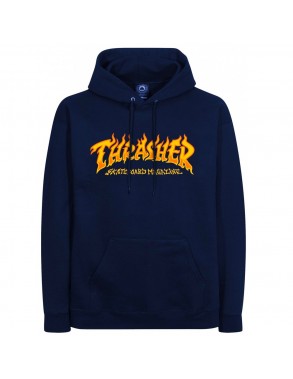 THRASHER Fire Logo Hood Sweat A Capuche - Navy