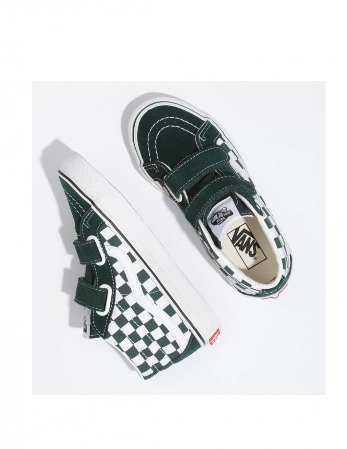 VANS SK8 Mid Reissue V Checkerboard Scarab True White Skateschuhe Kinder
