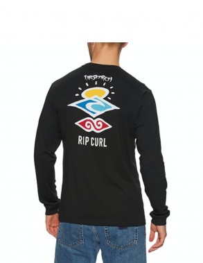 RIP CURL Search Essential L/S Tee - Black - T-shirt à manches longues