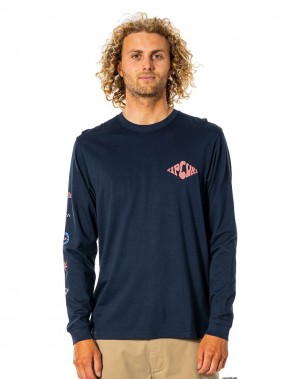 RIP CURL Salt Water Culture Motif  - Navy -  Long Sleeve T-shirt