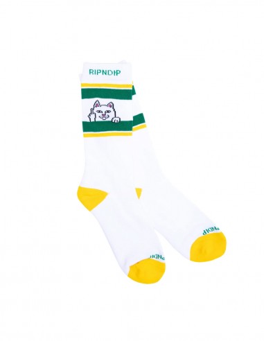 RIPNDIP Peeking Nermal Socks - White/Green - Chaussettes