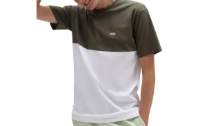 VANS Colorblock - Blanc/Kaki - T-shirt de face