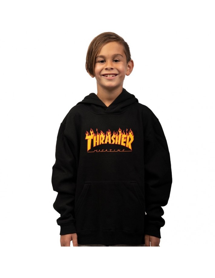 THRASHER Flame Schwarz Kapuzenpullover Kinder