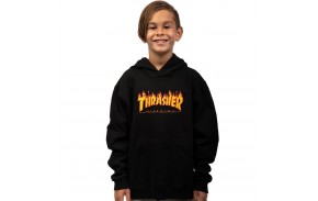 THRASHER Flame - Noir - Sweat à capuche enfants de face