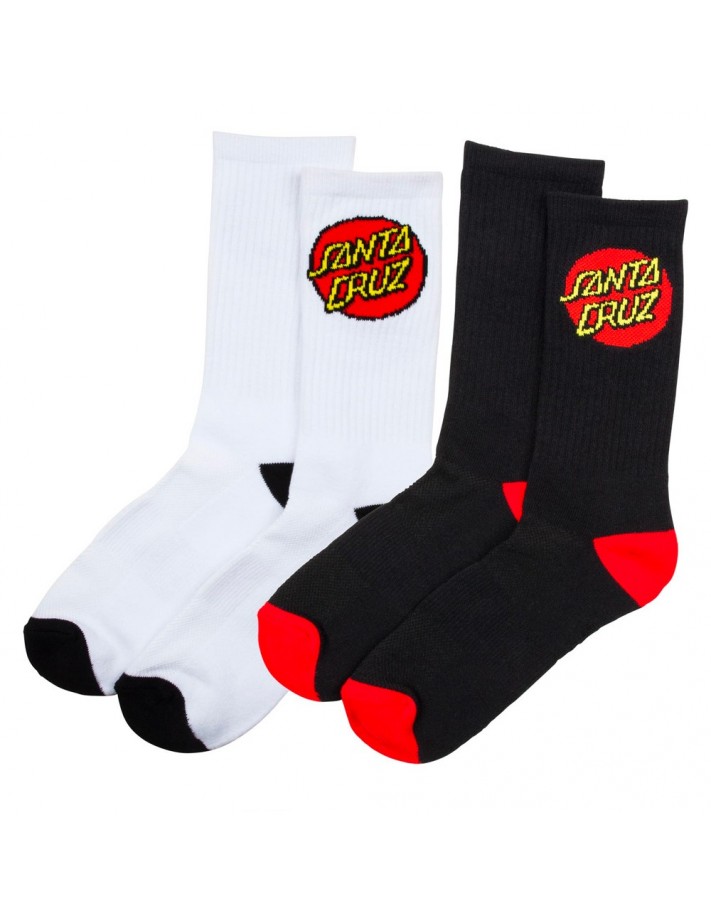 SANTA CRUZ Classic Dot (2 Pack) - Black / White - Socks