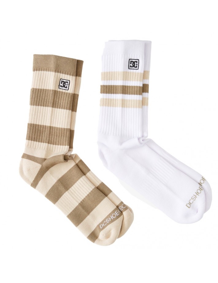 DC SHOES stripe Crew (2 Pack) - Ivy Green - Chaussettes