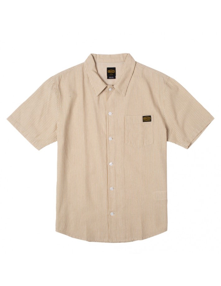 RVCA Dayshift Stripe - Khaki - Shirt - front view