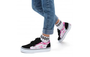 VANS Old Skool V - (Butterfly Dream) Fuchsia red/True white - Kids Skate shoes