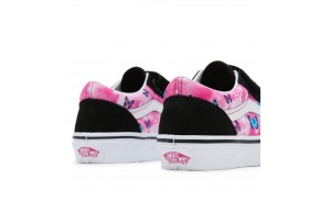 VANS Old Skool V - (Butterfly Dream) Fuchsia red/True white - Kids Skate shoes - back view