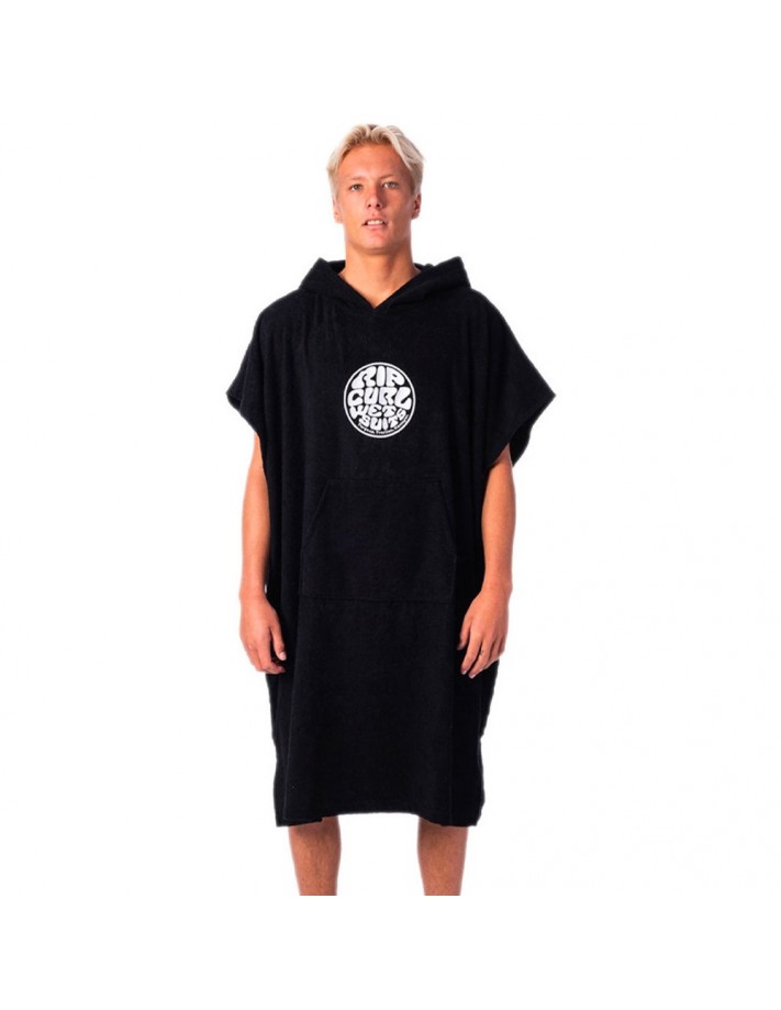 RIP CURL Icons - Black - Hooded Poncho - front view