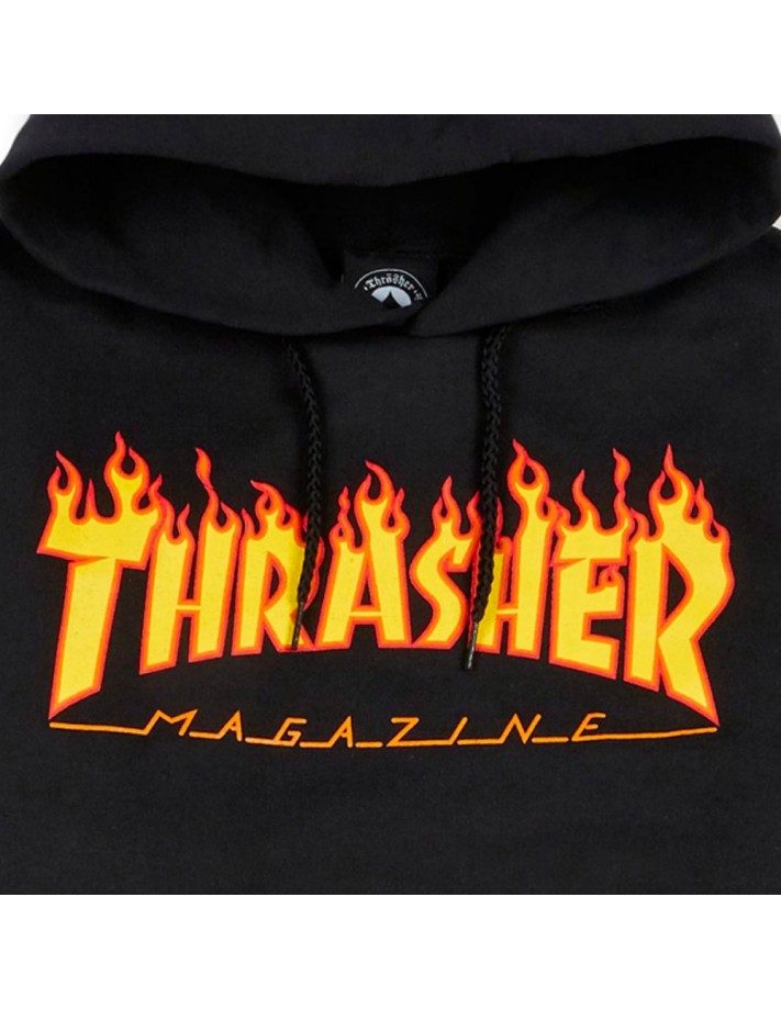 THRASHER Flame Black Hoodie