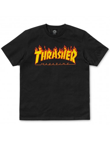 THRASHER Flame - Black - T-shirt