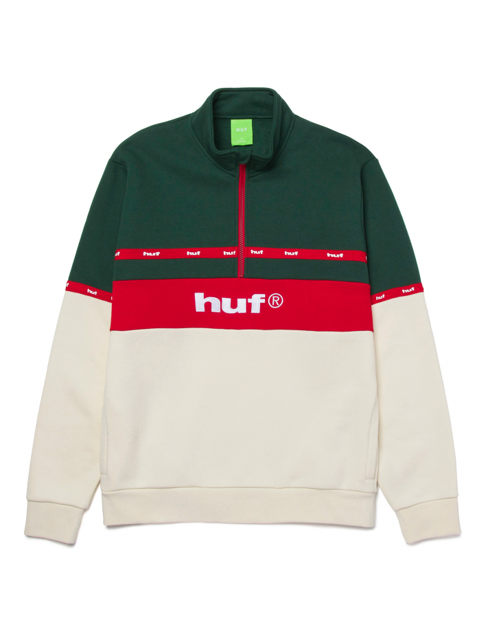 HUF Taped - Off White - 1-4 ZIP Crewneck - vue de face