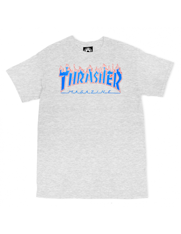 THRASHER Flame - Ash Grey - T-shirt