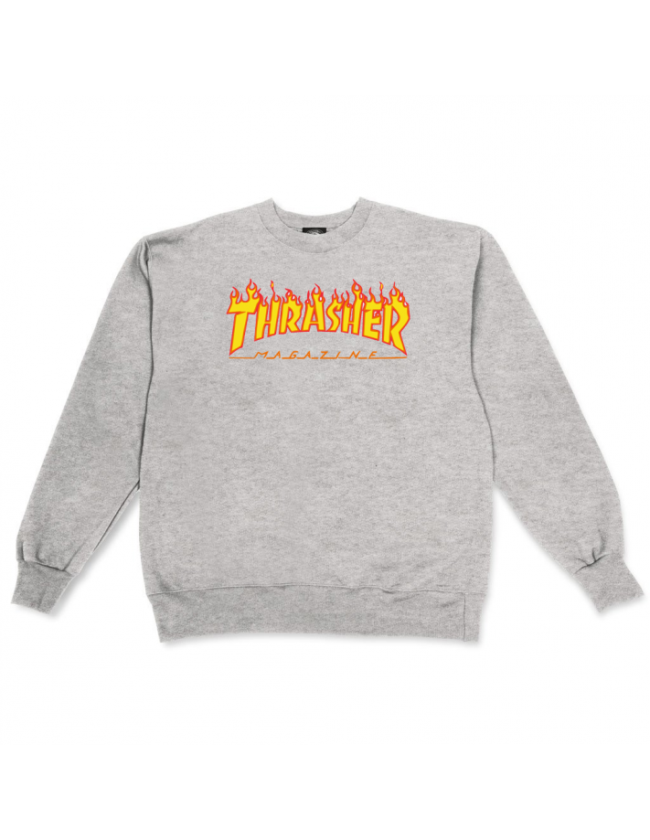 THRASHER Flame - Gris - Crewneck