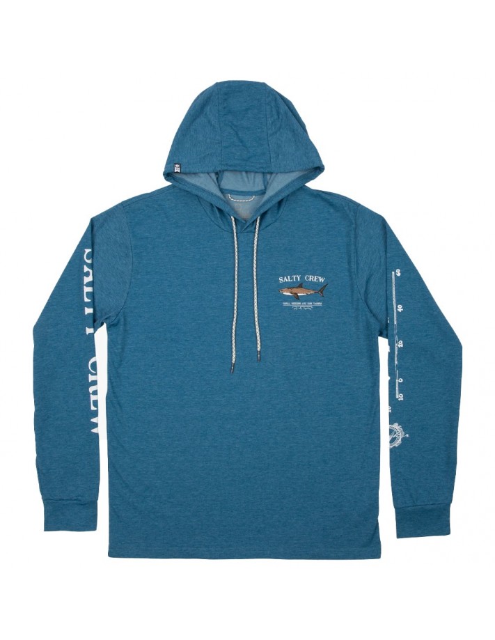 SALTY CREW Bruce Tech - Blue Heather - Long sleeve t-shirt - front view