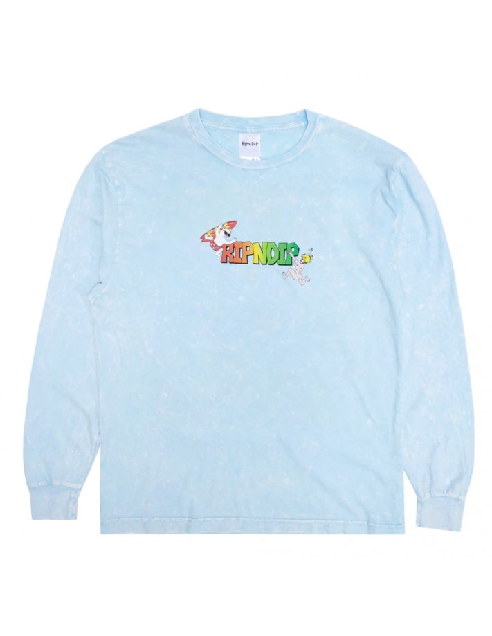 RIPNDIP Summer Break - Light Blue Mineral Wash - Long Sleeve T-Shirt - front