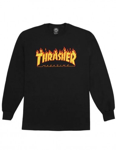 THRASHER Flame - Noir - T-shirt manches longues