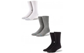 STANCE Icon 3-pack - Blanc/Gris/Noir - Chaussettes