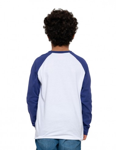 SANTA CRUZ Youth Eclipse Front Baseball Top - White/Navy Blue - T-shirt Manches longues Enfant (dos)