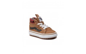 VANS Kids SK8-Hi Zip MTE-1- Plaid Brown/Black - Children Shoes