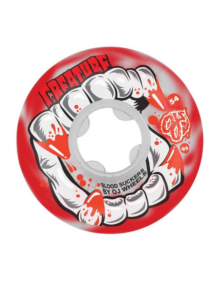 OJ WHEELS DNA Curbsuckers 54mm 95a - Red Clear Swirl - Roues de skate