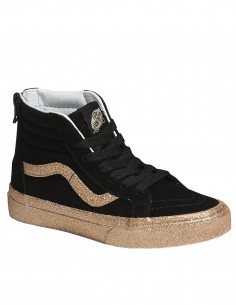 VANS Kids SK8-Hi Zip Party Glitter - Black/Gold - Women Shoes