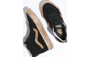 VANS Kids SK8-Hi Zip Party Glitter - Black/Gold - Women Shoes (pair)