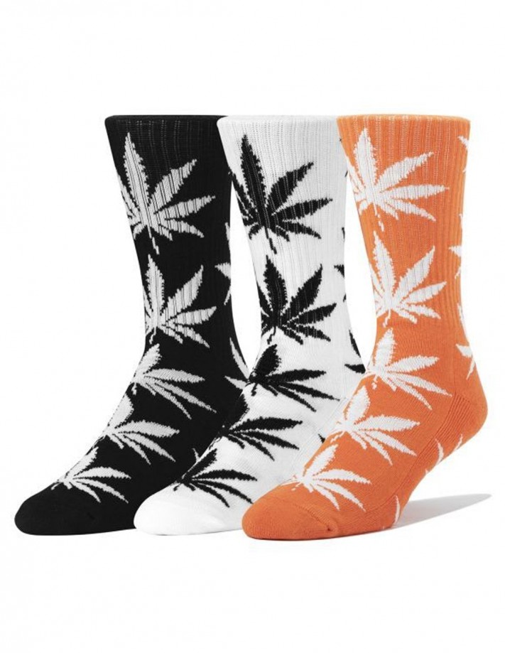 HUF Essentials Plantlife 3-Pack - Noir/Blanc/Orange - Chaussettes