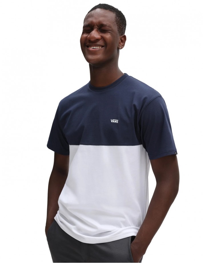 VANS Colorblock - Blanc Dress Blues - T-shirt