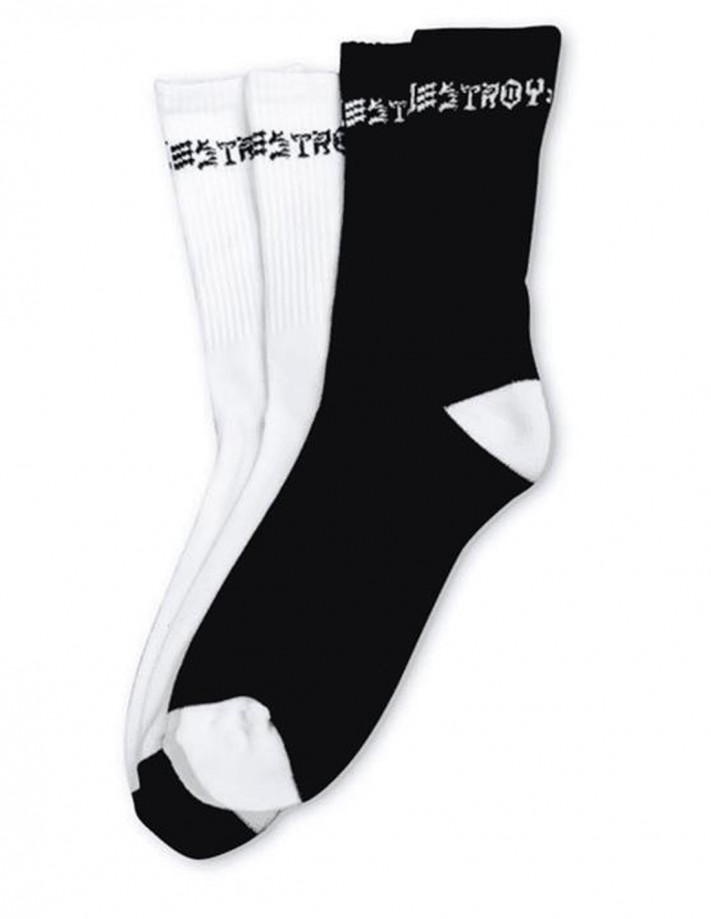 THRASHER Skate Destroy - Blanc Noir -  Pack de Chaussettes