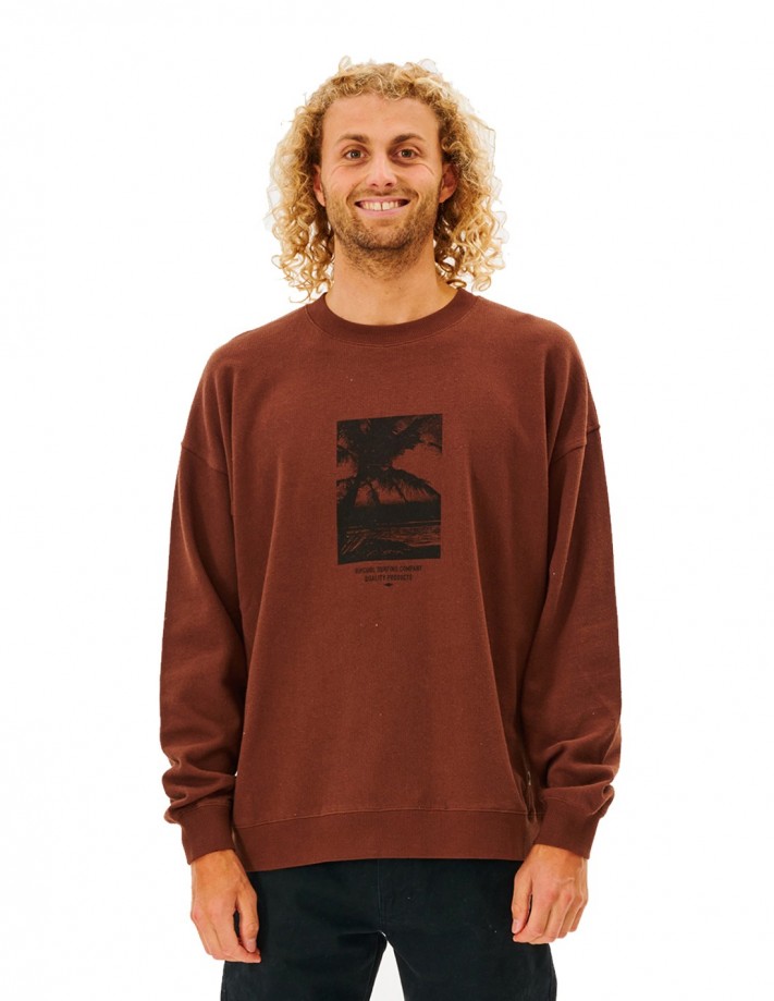 RIP CURL Quality Surf Products - Dusted Chocolate - Crewneck