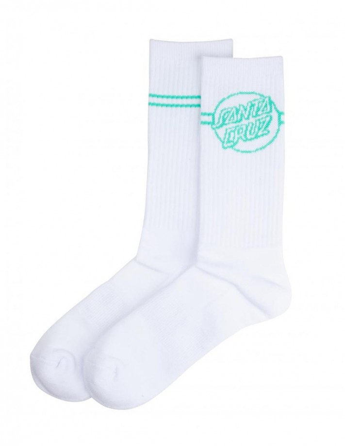 SANTA CRUZ Opus Dot Stripe - White/Jade Green - Chaussettes