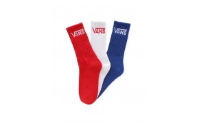 VANS Classic Crew Pack de 3 - Rouge/Blanc/Bleu - Chaussettes  Enfants