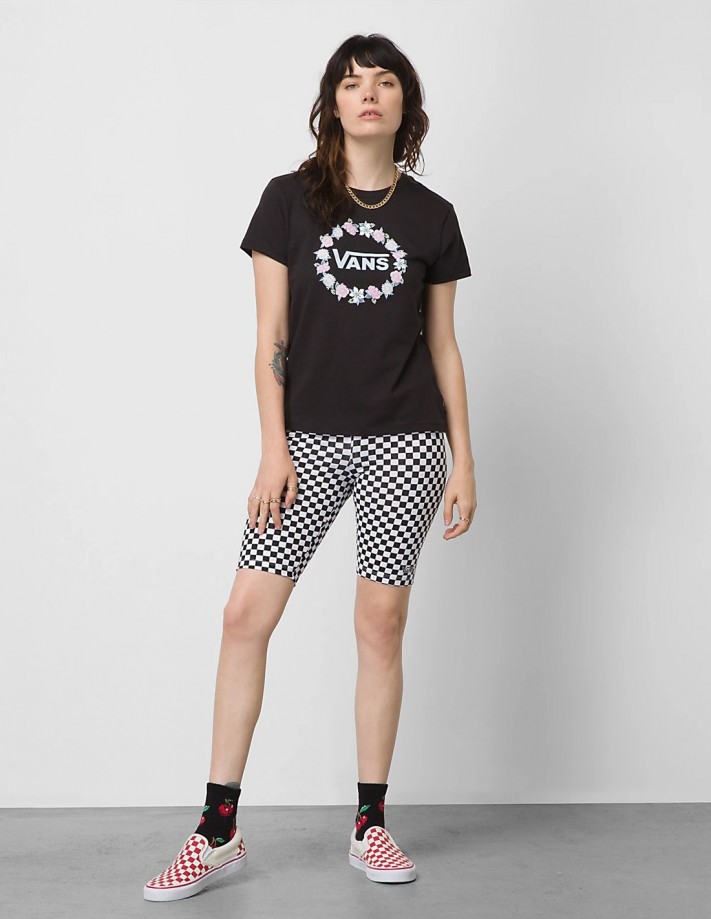 VANS Flying V Print - Black/White Checkerboard - Legging Short Women