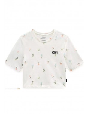 VANS Micro Ditsy Crop Crew Sport - Marshmallow - T-shirt