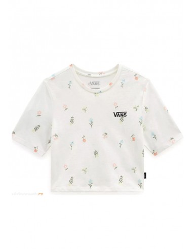 VANS Micro Ditsy Crop Crew Sport - Marshmallow - T-shirt