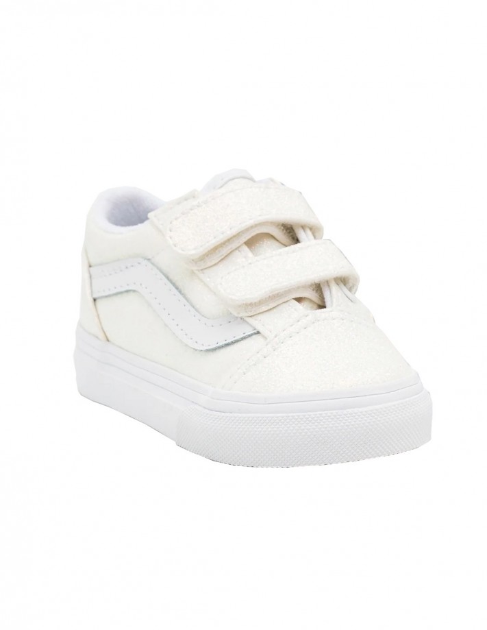 VANS Old Skool V - Glitter White - Chaussures Enfants