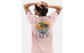VANS Sunset Dual Palm - Rose - T-shirt Homme