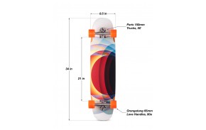 LOADED Chinchiller 34" - Longboard complète (dimensions)